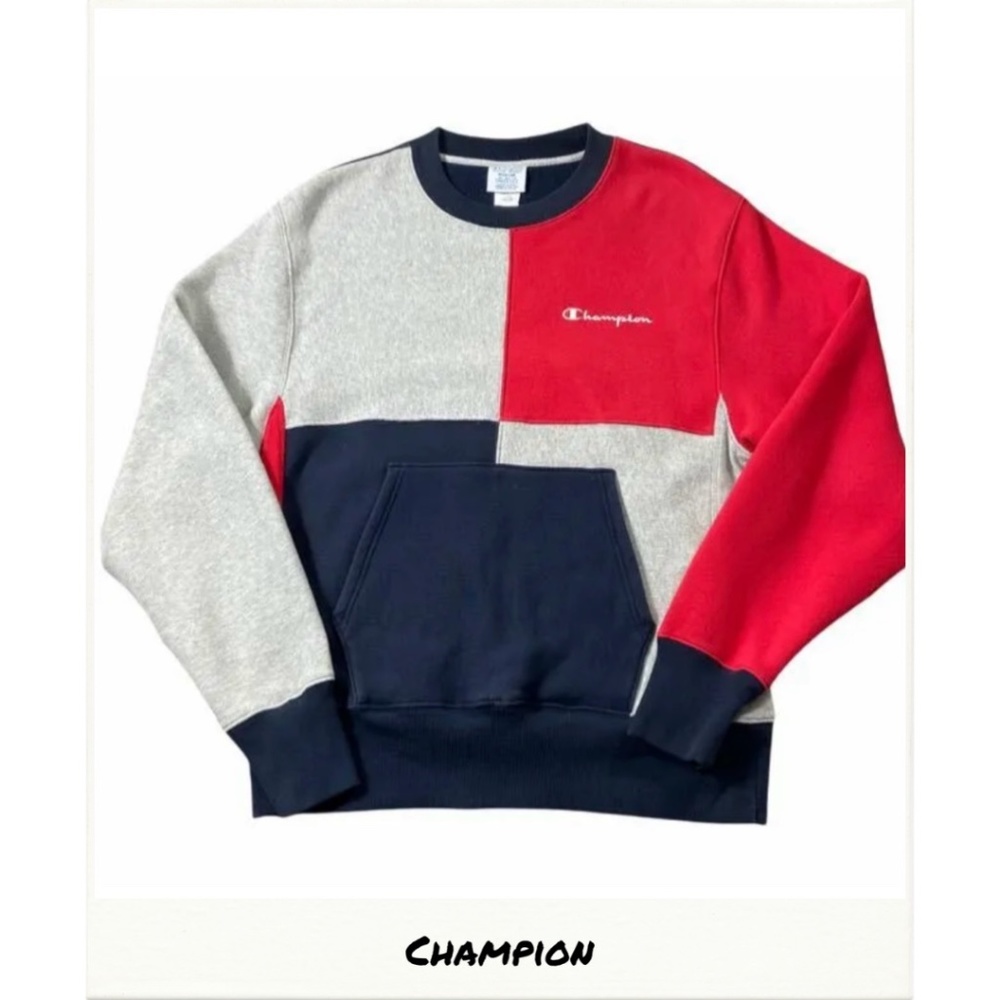 Champion Retro Color Block Reverse Weave Pullover… - image 1